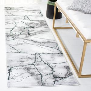 Ковер SAFAVIEH, 69 x 183 см, Craft Collection Runner, Grey & Green, современный абстрактный дизайн, не линяет и прост в уходе, идеален для помещений с высокой проходимостью в гостиной, спальне (CFT877Y)