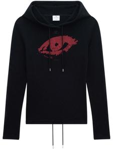 Courrèges сетчатое худи с графичным принтом, черный