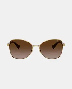 Женские солнцезащитные очки-бабочки с металлическим блеском и градиентными линзами Ralph Lauren, золотой