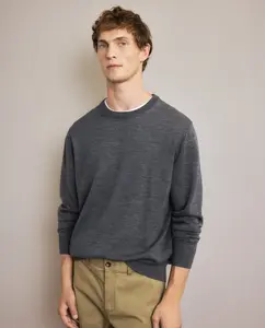 Джемпер с круглым вырезом гладкий 100% шерсть мериноса Emidio Tucci, темно-серый