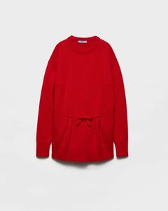 Вязаный кардиган с бантом Prada, красный