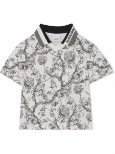 Рубашка поло с цветочным принтом Burberry Kids, черный