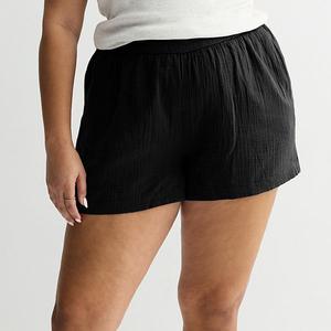 Джинсовые шорты Juniors' plus size high rise smocked double gauze So, Black Luxe