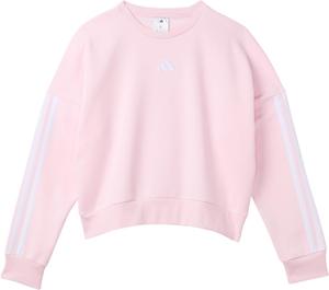 Флисовый пуловер с тремя полосками и круглым вырезом adidas Kids, Clear Pink Adi