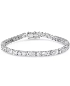 Браслет с чередующимися линиями из имитации кубического циркония на серебряной пластине Macy'S, silver