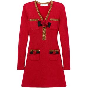 Мини-платье с фактурной вязкой Self portrait Self-portrait, красный