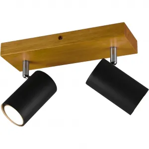 Потолочный светильник TRIO Leuchten Marley GU10, 1 шт., с деревянным плафоном, вращающийся и поворотный Trio Leuchten, черный