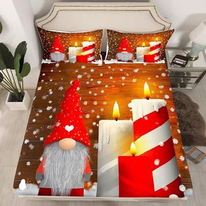 Erosebridal Комплект постельного белья Xmas с новогодним принтом Санта и гномы для детей, Multi 9