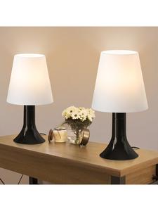 Комплект из 2 настольных ламп E14 черного цвета, современный пластиковый корпус