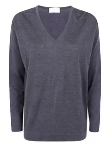 Шерстяной свитер с V-образным вырезом Drumohr, синий