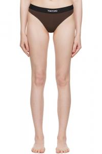 Коричневые фирменные стринги из модала TOM FORD