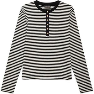 Футболка Alessia с полупуговицами в полоску и рубчиком Anine Bing, кремовый/черный