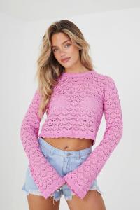 Хлопковый джемпер с открытой строчкой 'Lauren' и круглым вырезом Brave Soul, розовый