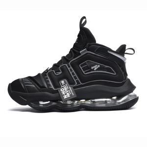 N·HOT Высокие дышащие нескользящие кеды на воздушной подушке унисекс A369 черные (высокие с кожаным верхом), цвет A369 Black (Leather Upper High-Top)