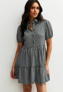 Платье New Look CRINKLED GINGHAM CHECK MINI, Black Pattern/Black