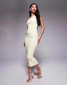 Платье-футляр мидакси Vesper bengaline на одну бретельку лимонного цвета