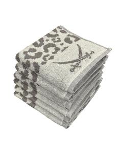 Sansibar Набор из 6 гостевых полотенец LEO, 100% хлопок, леопардовый принт, серебристый/антрацитовый цвет