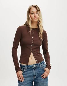 Кардиган Cotton On Bailey с пуговицами, коричневого цвета