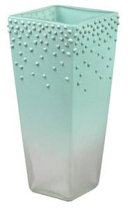 Стеклянная ваза с ручной росписью 7ART, 11x11x11 см, бирюзовый