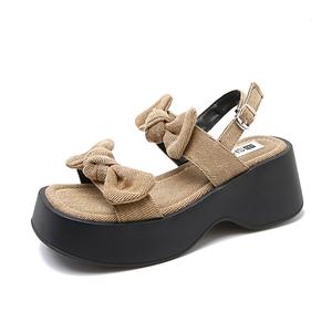 TAFN Сандалии женские с одним ремешком цвета хаки