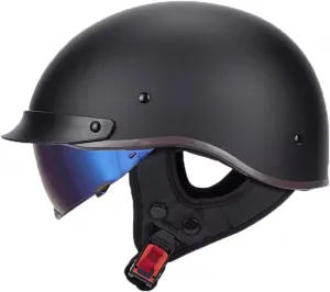 Полушлем для мотоцикла с визором, одобренный ECE, подходит для мужчин и женщин, для скутеров, круизеров, чопперов, скейтбордов и других мотоциклетных поездок JunPing, 12