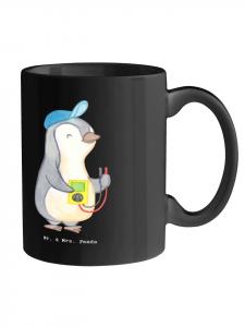 Кружка Электрик Светоносный с надписью на черном Mr. & Mrs. Panda