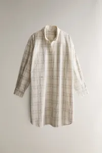 Длинная полосатая рубашка Zara, экрю