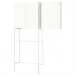 Комбинация полок для прачечной и ванной комнаты, белый, 140x32x204 см, ENHET IKEA