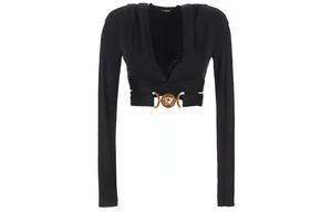 VERSACE Jersey Hooded Top With Medusa Buckle 'Black'