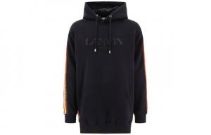 Хлопковый худи с кружевной шнуровкой Lanvin, черный