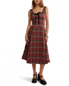 Женское платье Free People Freya Plaid Midi, Cherry Combo