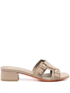 Босоножки с пряжками Santoni, нейтральный