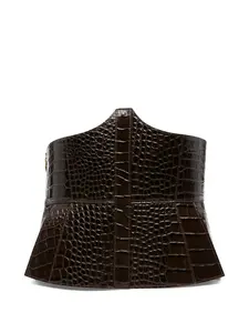 Пояс на шнуровке с эффектом крокодиловой кожи Elisabetta Franchi, коричневый