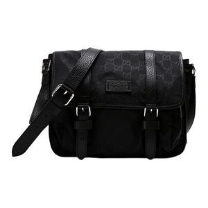 GUCCI Сумка-мессенджер GG ssima с логотипом монохром черная
