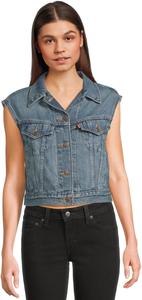 Женская джинсовая жилетка Levi's в стиле 90-х укороченная, серо-голубой
