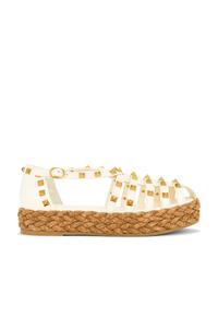 Rockstud Cork Espadrillas Valentino Garavani, Ivory & Naturale