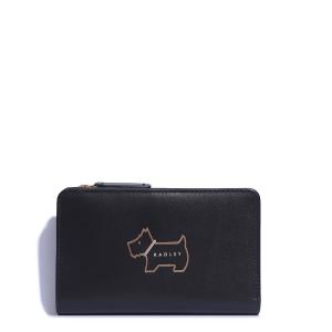 Средний складной кошелек Heritage Dog Outline Radley, черный
