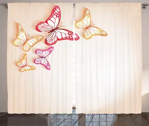 Штора ABAKUHAUS Natural Rustic, вырезанная из бумаги картина, универсальная ленточная штора для гостиной с петлями и крючками, 280 x 245 см, цвет: желтый, красный, бежевый Abakuhaus