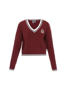 Женский свитер винно-красного, темно-синего и белого цвета DreiMaster Maritim