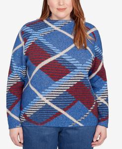 Свитер с высоким воротником в клетку "Sunset Canyon" больших размеров Alfred Dunner, Blue Multi