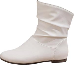 Женские удобные ботинки до щиколотки с низким каблуком, повседневные, водонепроницаемые, классические зимние ботинки для езды на улице XAIODRAGONSKY, White