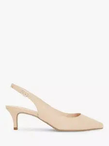 Туфли-лодочки John Lewis Greece Leather Kitten Heel Slingback, бежевый