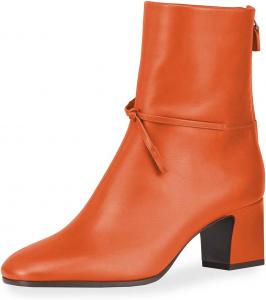 Женские ботильоны XYD, квадратный носок, ретро-матовая кожа, на низком толстом каблуке, средняя голень, молния сзади, с бантом и ремешком, вечерние туфли