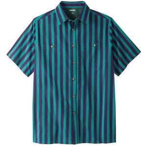 Мужская спортивная рубашка в полоску с короткими рукавами Kingsize в большую и высокую полоску KingSize, цвет Dark Teal Stripe