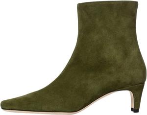 Женские модные ботильоны Miss Left с боковой молнией, низким каблуком, квадратным носком, зимние, для вечеринок и повседневной носки, размер 4-16 US, Green-Suede