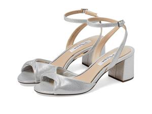 Сандалии Nina Nigella Женские US 6 Серебристые Регулируемая лодыжечная лямка Блок каблука ZPO2962