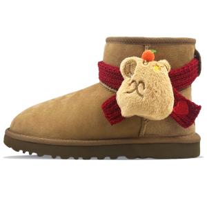 UGG Классические миниатюрные утепленные и износостойкие короткие зимние сапоги женские коричневые