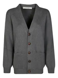 Кардиган меланж с принтом-логотипом Golden Goose, серый