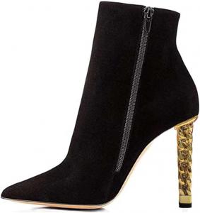 Женские модные ботильоны FSJ с заостренным носком, на массивном высоком золотом каблуке, с застежкой-молнией, для вечеринок и выпускных, размер 4-15 US
