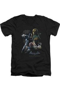 Футболка с коротким рукавом и V-образным вырезом для взрослых Batman Arkham Origins Punch Gildan, черный